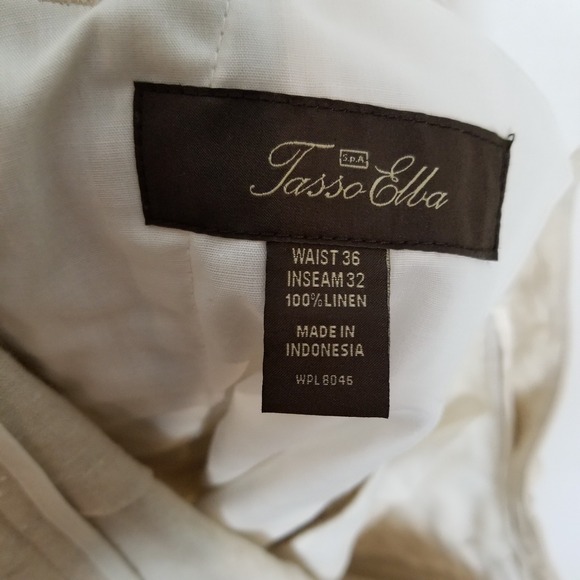 Tasso Elba Men Linen Blazer 42 - 44 Pants 36 x 32 Suit 2 Pc Beige Summer Preppy - Picture 10 of 10